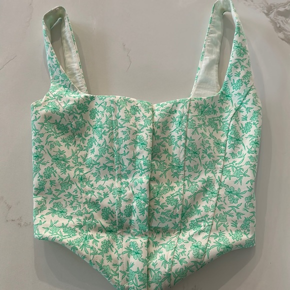 Zara White and Green Floral Corset (Never Worn) - Picture 1 of 4